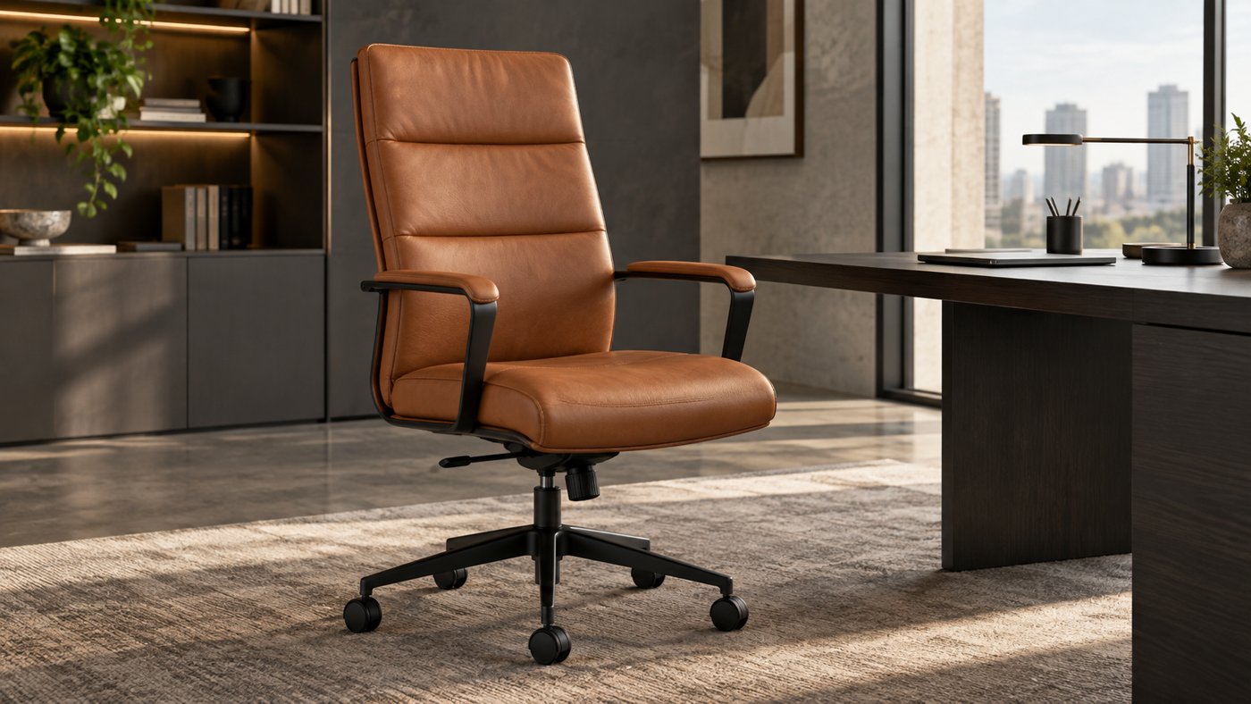 Ghế giám đốc bọc PU màu cognac