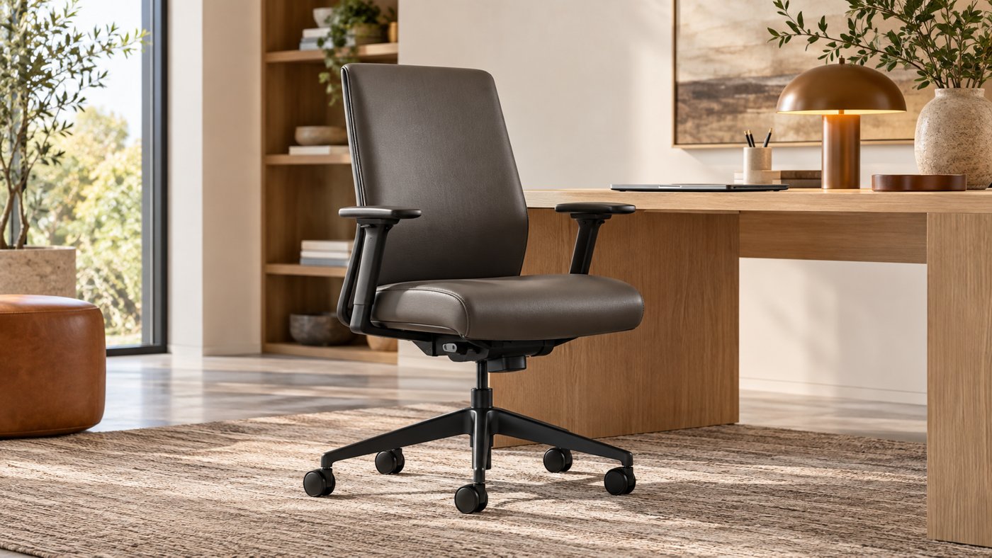 Ghế làm việc bọc PU màu xám than